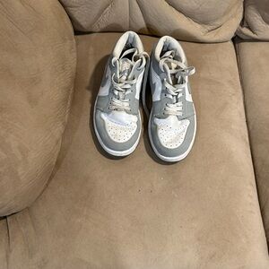 Kids Gray and White Air Jordans